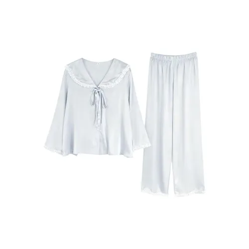 Daiyindie Осенне-зимняя пижама для женщин ледяной шелк с длинными рукавами домашняя одежда