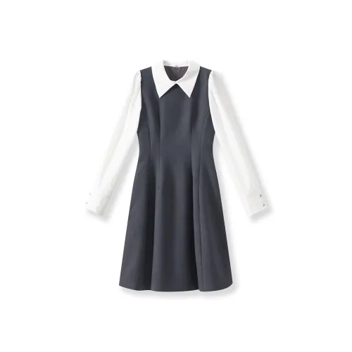 MH Серый Женские Длинные Платья с Длинными Рукавами