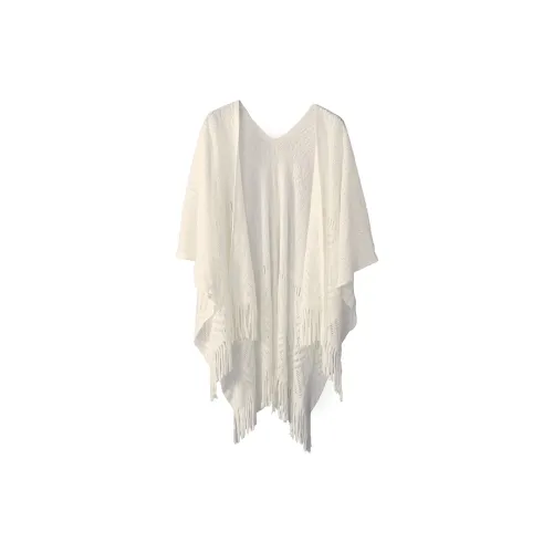 GUSKI Акрил Минималистский стиль Дизайн Бахрома Плащ Женский Gift Box Set Белый