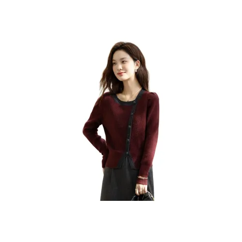 Mu Xiao Xin Бургунди с подарками MU Xiaoxin Бренд Наклеенный Женский Трикотаж