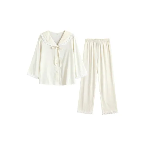 Daiyindie Осенние и зимние пижамы для женщин ледяной шелк с длинными рукавами подходящие для ношения на улице