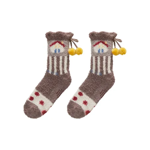 GUKOO Носки Crew Женские Бежевые Кофейного Цвета