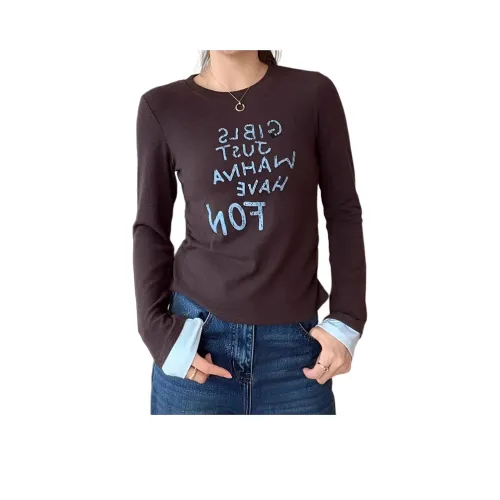 LANGQING Кофе Топ С подарками Wangqing Бренд Наклеенный Женские T Рубашки