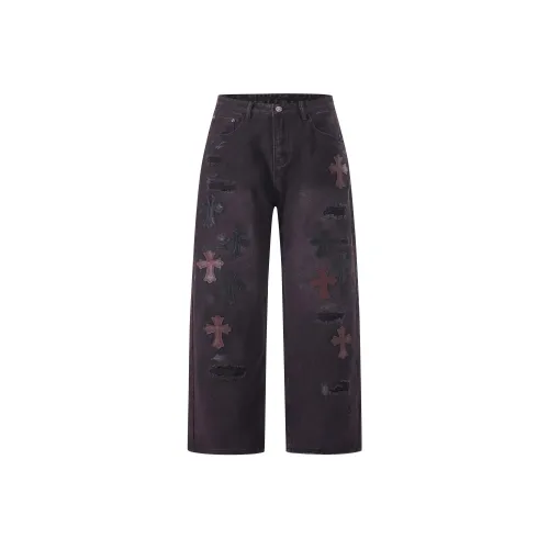 BAOMIKA Умбра Фиолетовый Унисекс Джинсы