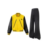 Комплект одежды (Желтая бейсбольная куртка + Черные джинсы)