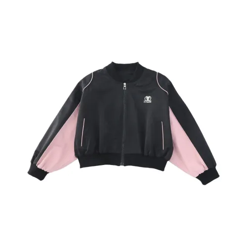 RHOBESAM Девочки Стильный Повседневный Укороченный Бейсбольная куртка Пальто Черный Kids Куртки