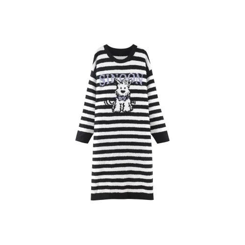 Qin Jing Ночная сорочка Женская Черный Белый