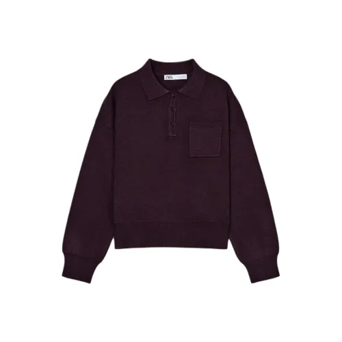 ZARA Темно-красный цвет женский трикотаж