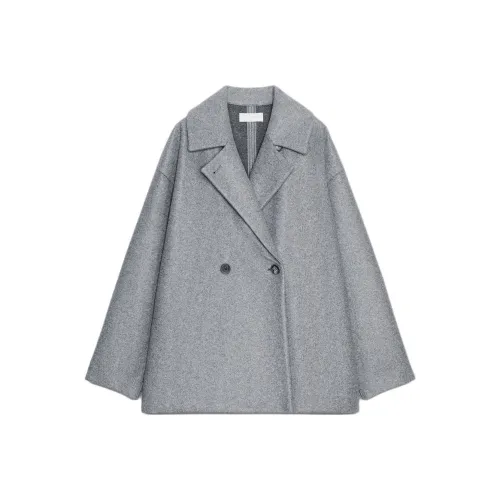 ZARA Женское пальто угольно-серого цвета