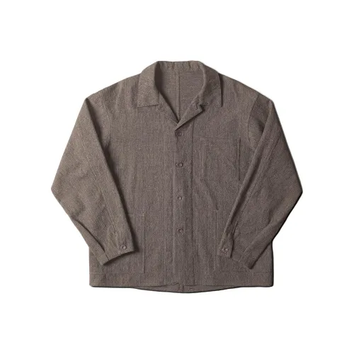 DOUBLE SEAM Темный льняной коричневый мужской рубашки