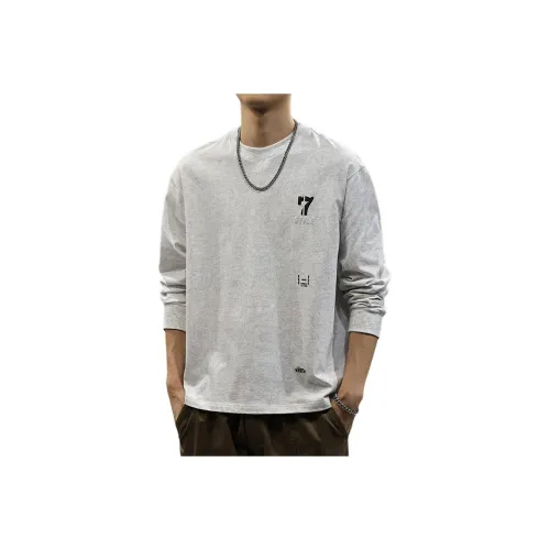 QIANJINNIU Белая Фотиния Серый Мужская T-Рубашка