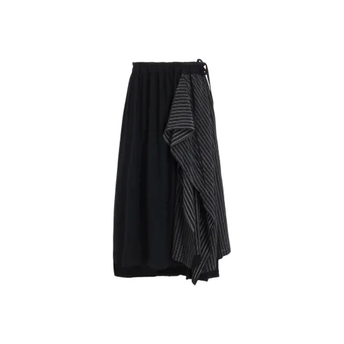 Yohji Yamamoto Y'S FW25 Хлопок Китайский Креп FLARE Юбка Повседневная Длинная Юбка Женская