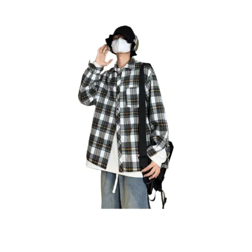 TUOFEI Белая рубашка в клетку унисекс