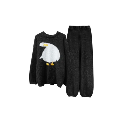 XIAOLIZI Черный Наклонный Goose Женские Пижамные Комплекты