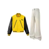 Комплект одежды (Желтая бейсбольная куртка + Желтые грязные джинсы)