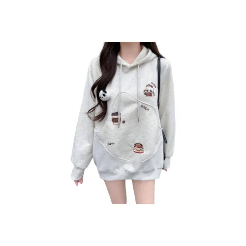 BEAR UNION Серый С подарками Съемная застежка Женские Свитшоты