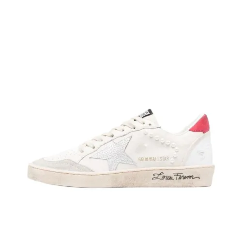 Golden Goose Ball Star Low Топ Стильные Скейтбординги Женские Белые Красные Потертые