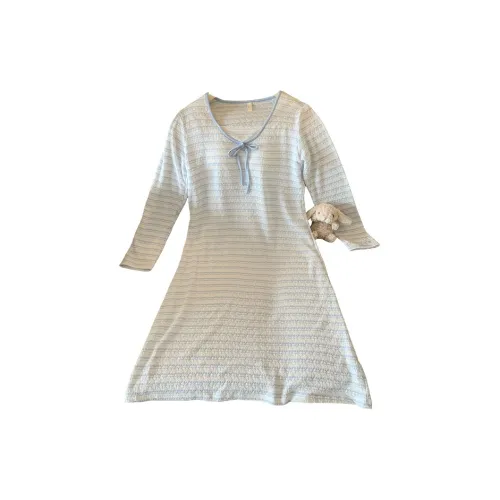 Qian Rise Синие полосы Женские Ночные сорочки