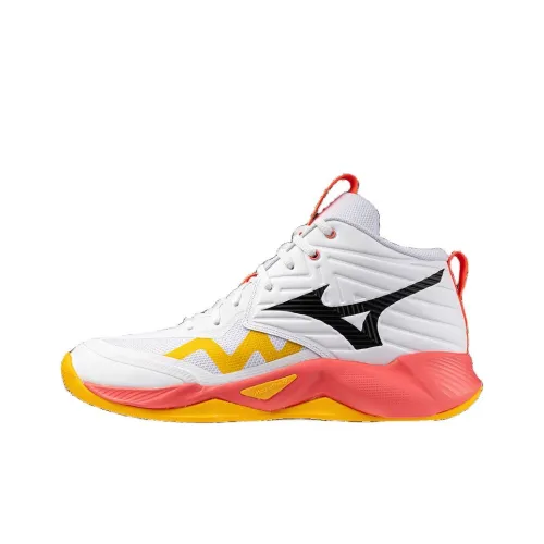 Mizuno WAVE MOMENTUM PRO Поддержка Баланс MID Топ Волейбольные кроссовки Унисекс Белый Красный Оранжевый