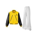 Комплект одежды (Желтая бейсбольная куртка + Белые джинсы)