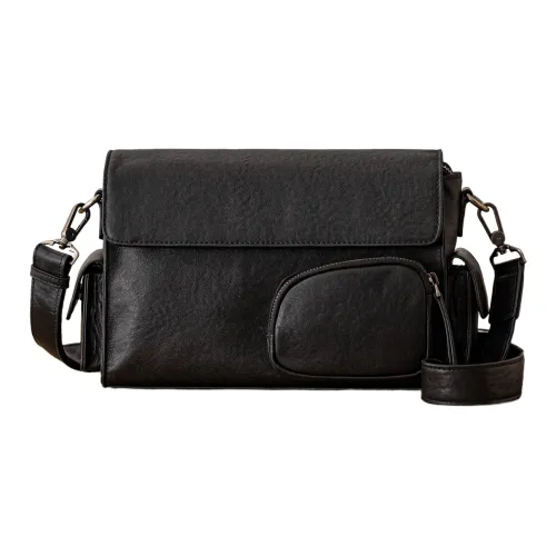 Back Step Первый слой Растительное дубление Коровья кожа Сумка на плечо Средний Унисекс Черный