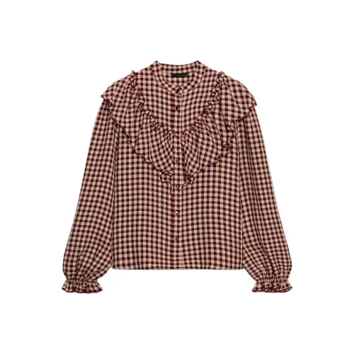 ZARA Бордово-красные Женские Рубашки