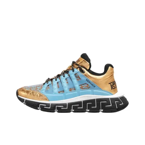 VERSACE Trigreca Низкий Топ Повседневная Обувь Мужская Синий Золото Цвет