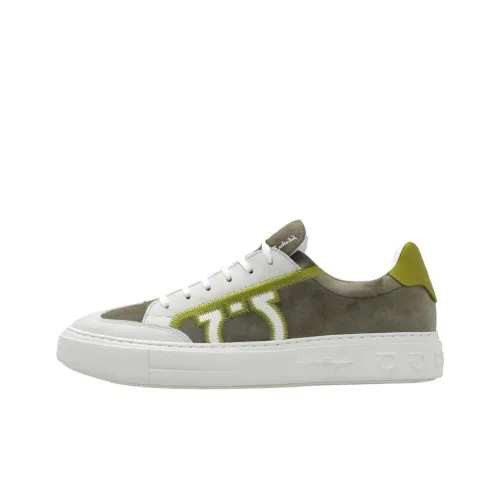 Ferragamo Низкий Топ Стильный Скейтбординг Мужской Серый Зеленый