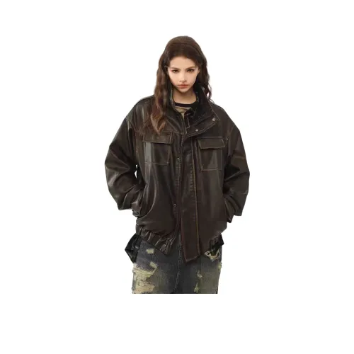 YIWANSHIDUO Кожа Куртка Унисекс