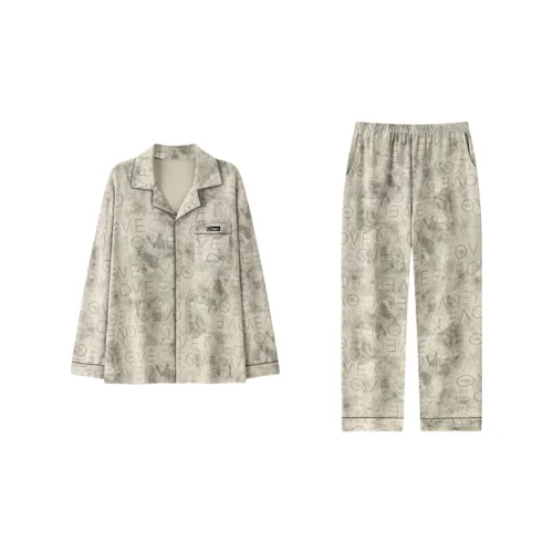 FAVMARTHA 3665 Beige Gray Мужской Пижамный Комплект