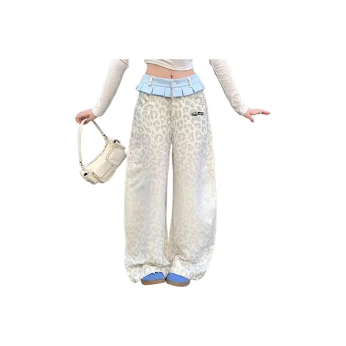 BEAR UNION Леопардовый принт С подарками Съемный Safety Pin Женские Джинсы