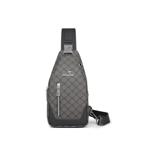 Ceion Keust PVC Sling Bag Large Men's Gray Black Ceion Keust PVC Сумка через плечо Большая Мужская Серый Черный