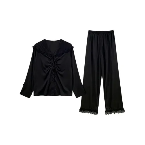 Daiyindie Осенне-зимняя пижама для женщин ледяной шелк с длинными рукавами домашняя одежда