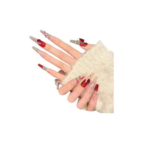 XIAMEIYU Fireworks Бабочка Французский Анкора красный Премиум Feel False Nail Заостренный Тип Красный Jump Цвет Coquette 35 мм