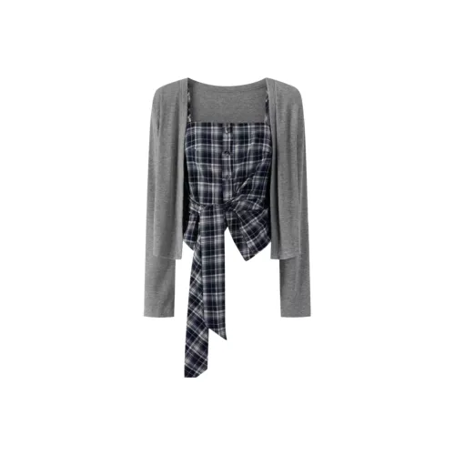 Wang Leshi Серый Женский Топ