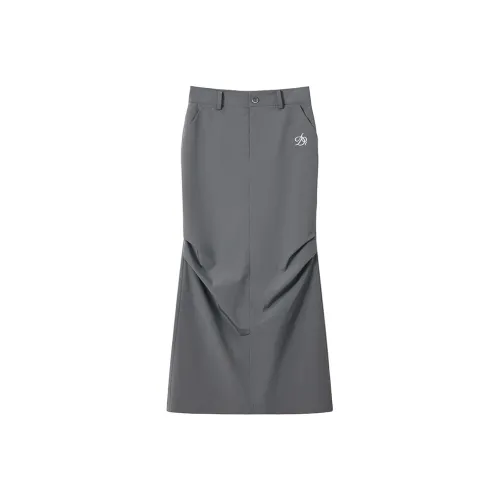 DITB Серый Женские Повседневные Длинные Юбки