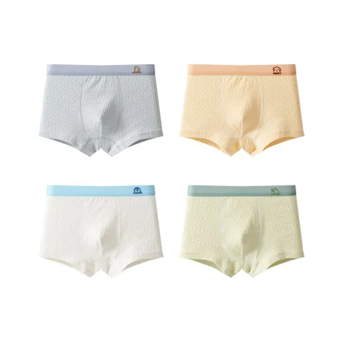 Хлопок 4 пачки Натуральный белый + Светло-желтый + Светло-серый + Светло-зеленый Kids Трусы