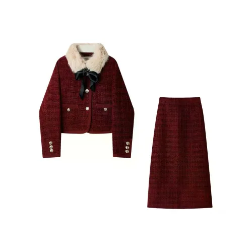 DITB Red Съемный воротник Женские Комплекты с юбкой