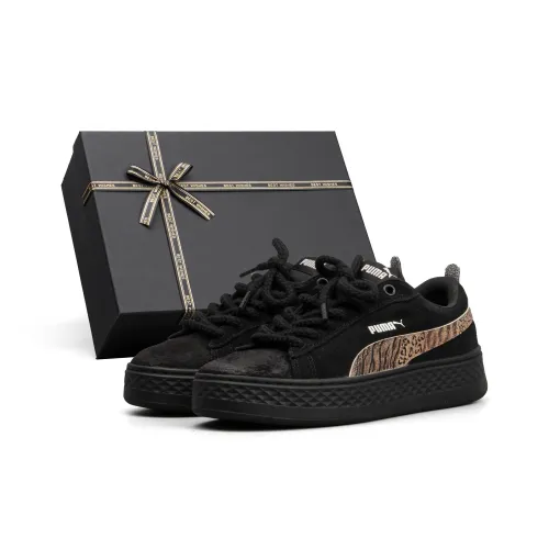 PUMA Smash Platform Амортизация Низкий Топ Скейтбординг Кроссовки Женские Черный Коричневый