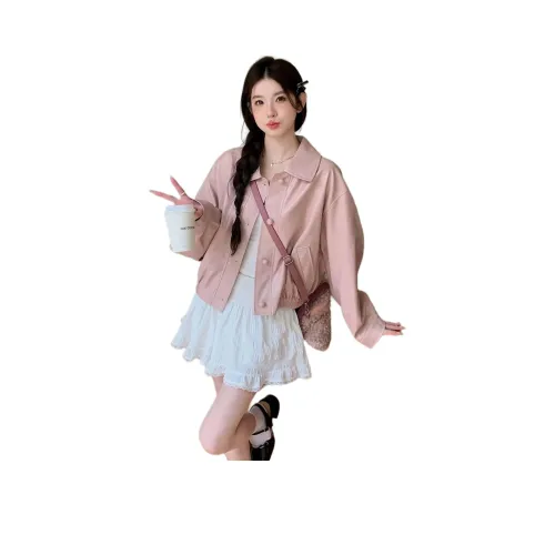 LANGQING Розовый Gifted By Wang Qing Бренд Наклеенный Женские Куртки