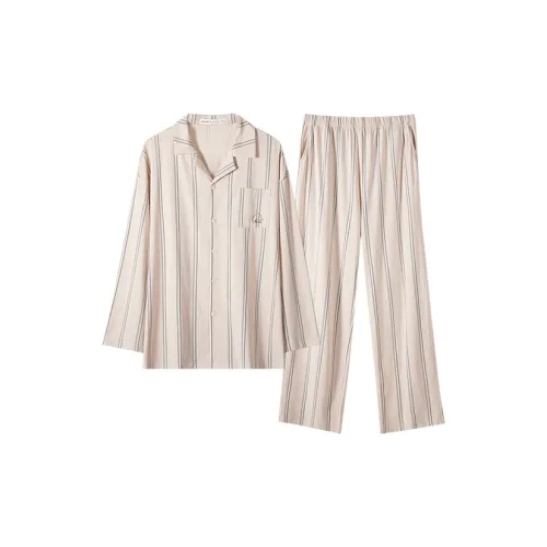 Yi Fen Сине-белые полоски [Slight Спущенное плечо Свободный крой] Мужской Пижамный комплект