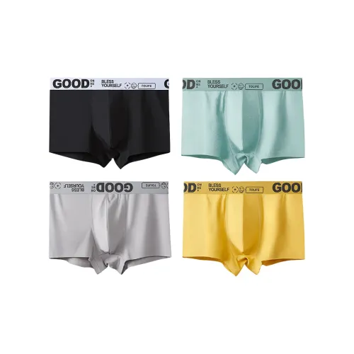 Lanza [4 пачки] Черный + Желтый + Бирюзовый + Серый Мужские боксер-шорты