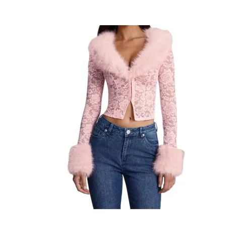 OH POLLY Искусственный мех отделка кружево кардиган в упаковке трикотаж женский