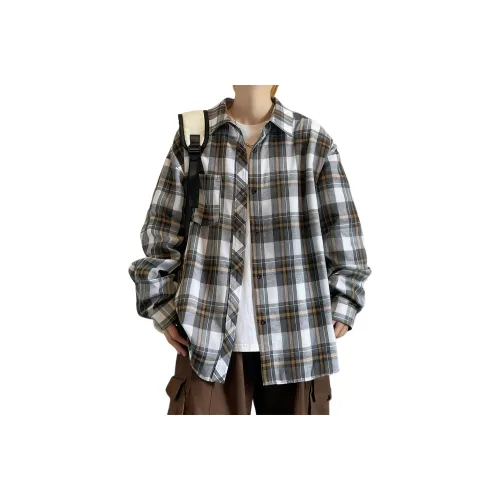 TUOFEI Белая рубашка в клетку унисекс