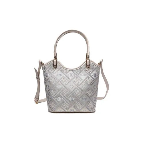 ESNSY Zhuangjin Сумка Женская Белая Фиолетовый Wangji Узор Абрикос