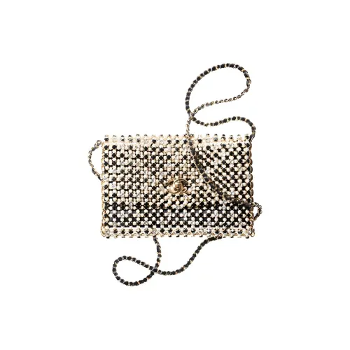 CHANEL 21K Winter Rhinestone Artificial Pearl Evening Bag Сумка через плечо Женская Золотая