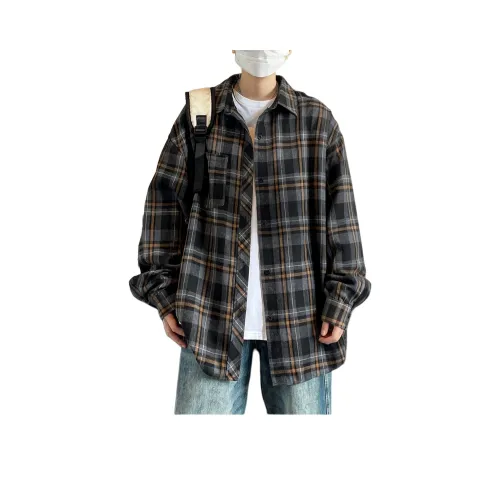 TUOFEI Черная рубашка в клетку унисекс