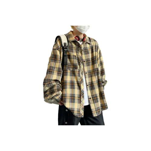 TUOFEI Желтая клетка Унисекс Рубашки