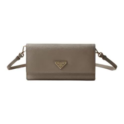 PRADA Saffiano Телячья кожа Сумка через плечо Мини Женская Грязно-серый