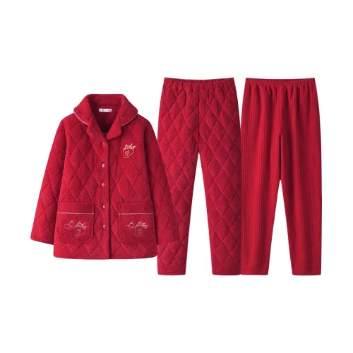 DUOQIAOMEI Красный Женский Пижамный Комплект